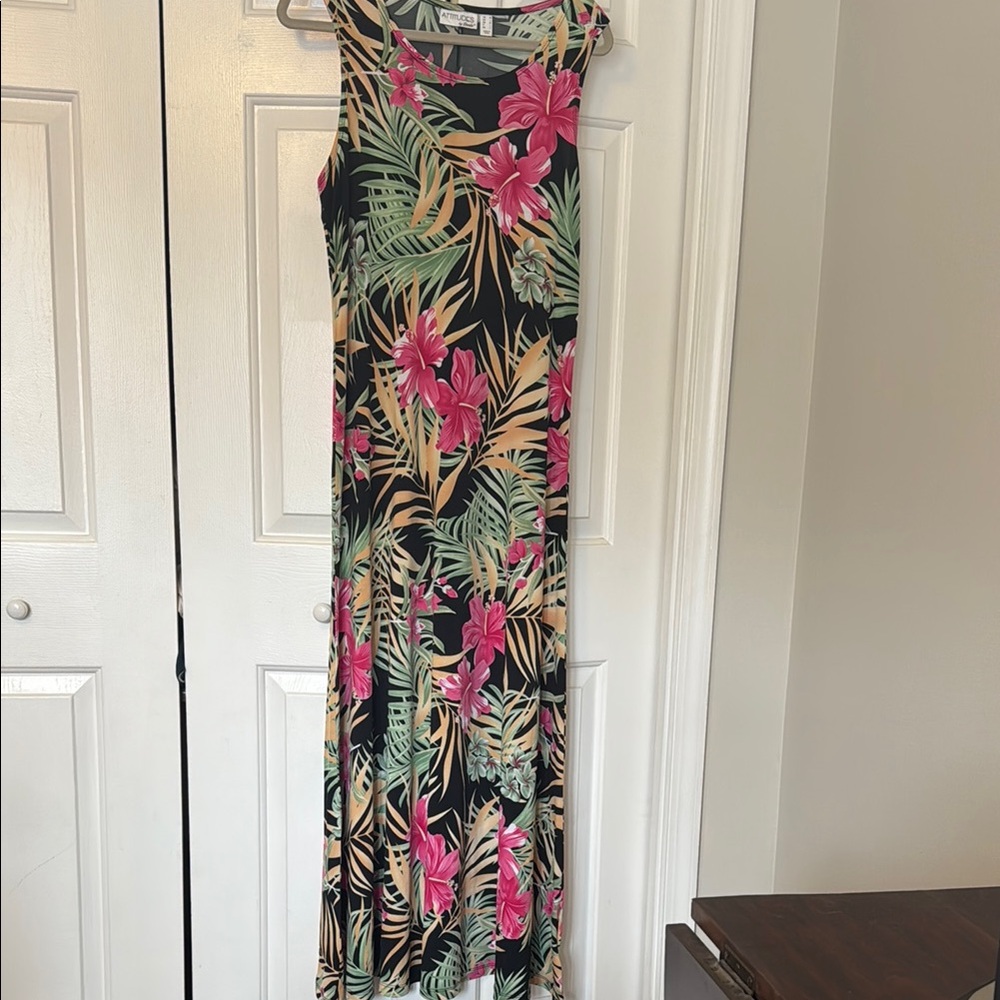 Attitudes by Renee Black and Green One Shoulder Sundress